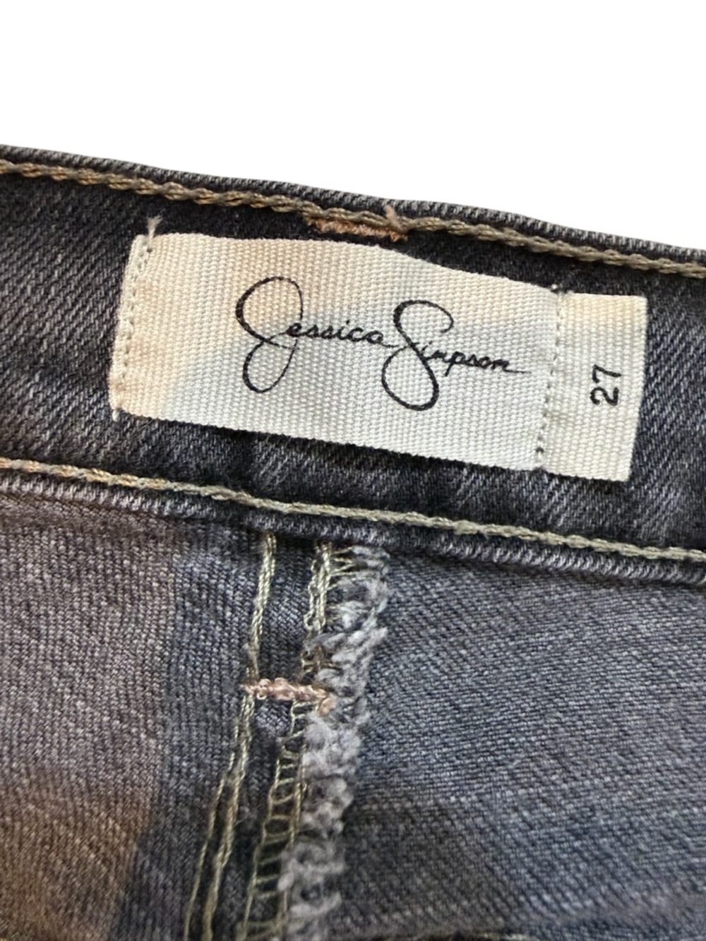 Jessica Simpson Boho girlfriend fit Floral Studded Jeans  charcoal gray 27 - Picture 5 of 11
